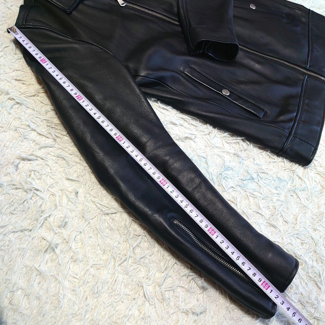 【未使用級】タイムリーワーニング 羊革 シングルライダース ジャケット M