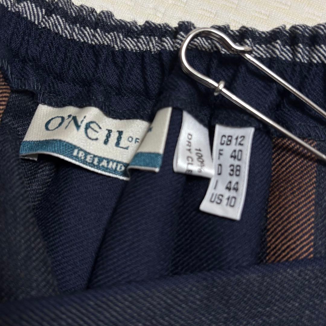 未使用近い オニールオブダブリン 大きいサイズ12 ミモレ プリーツスカート 紺