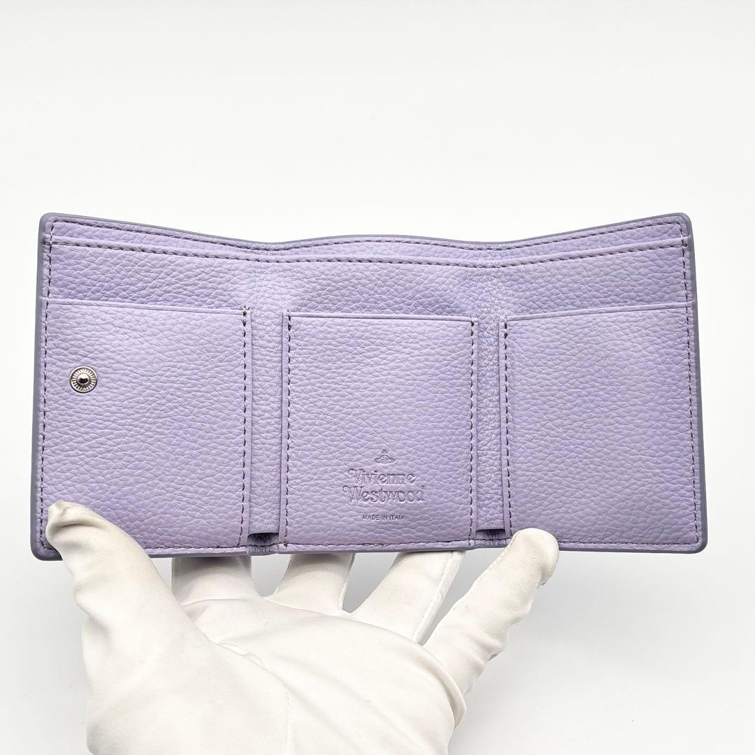 【美品】vivienne westwood 三つ折り財布 オーブ レザー シボ革