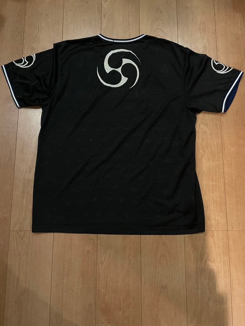 PEACE MAKER メッシュ生地　三つ巴　シャツ ブラック 黒