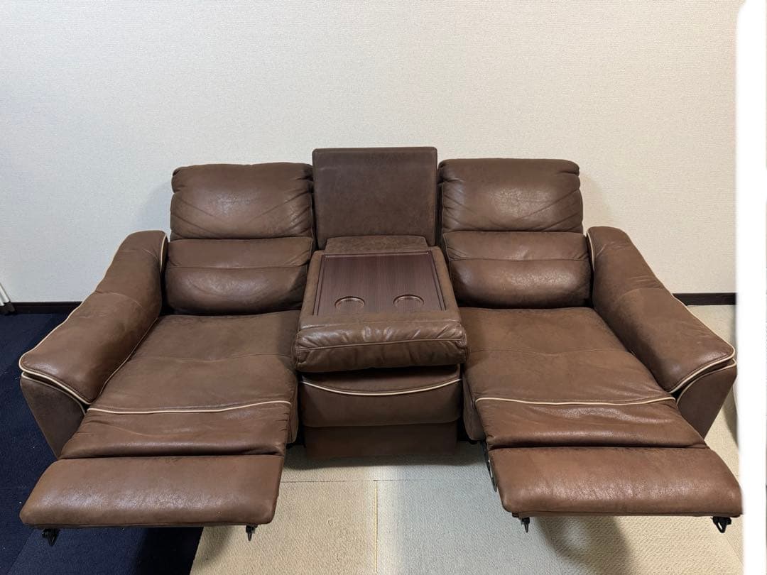 (8/1まで掲載)RELAX FORMブラウン 3人掛けソファ電動リクライニング