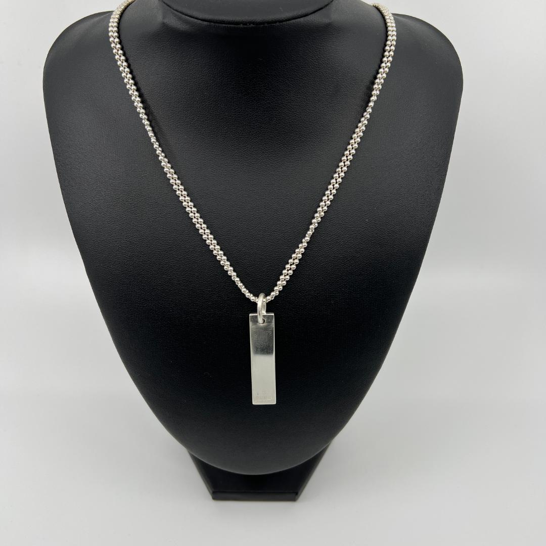 【M.M】GUCCI ダブルボールチェーンプレート ネックレス ペンダント