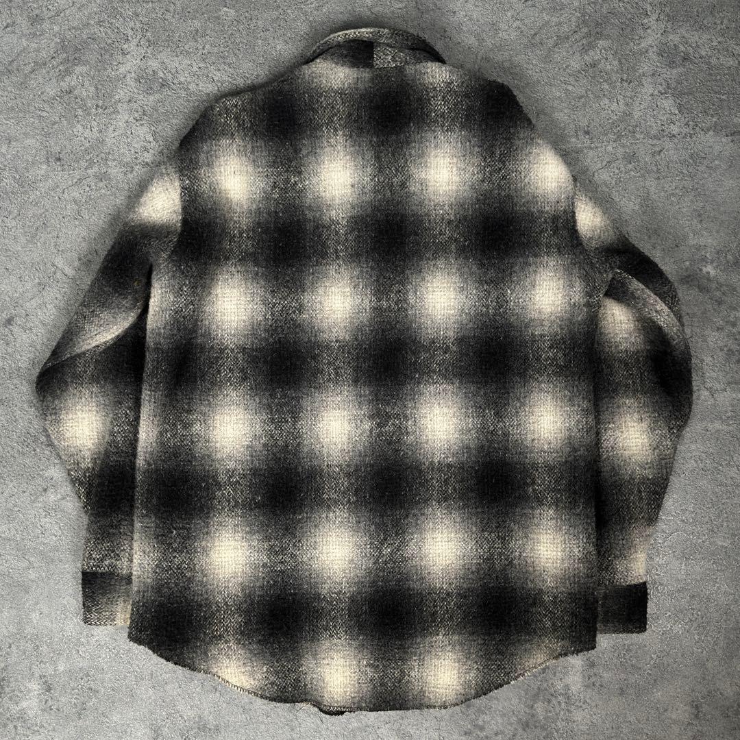 melton 70s 80s ビンテージ オンブレ ウールシャツ メルトン