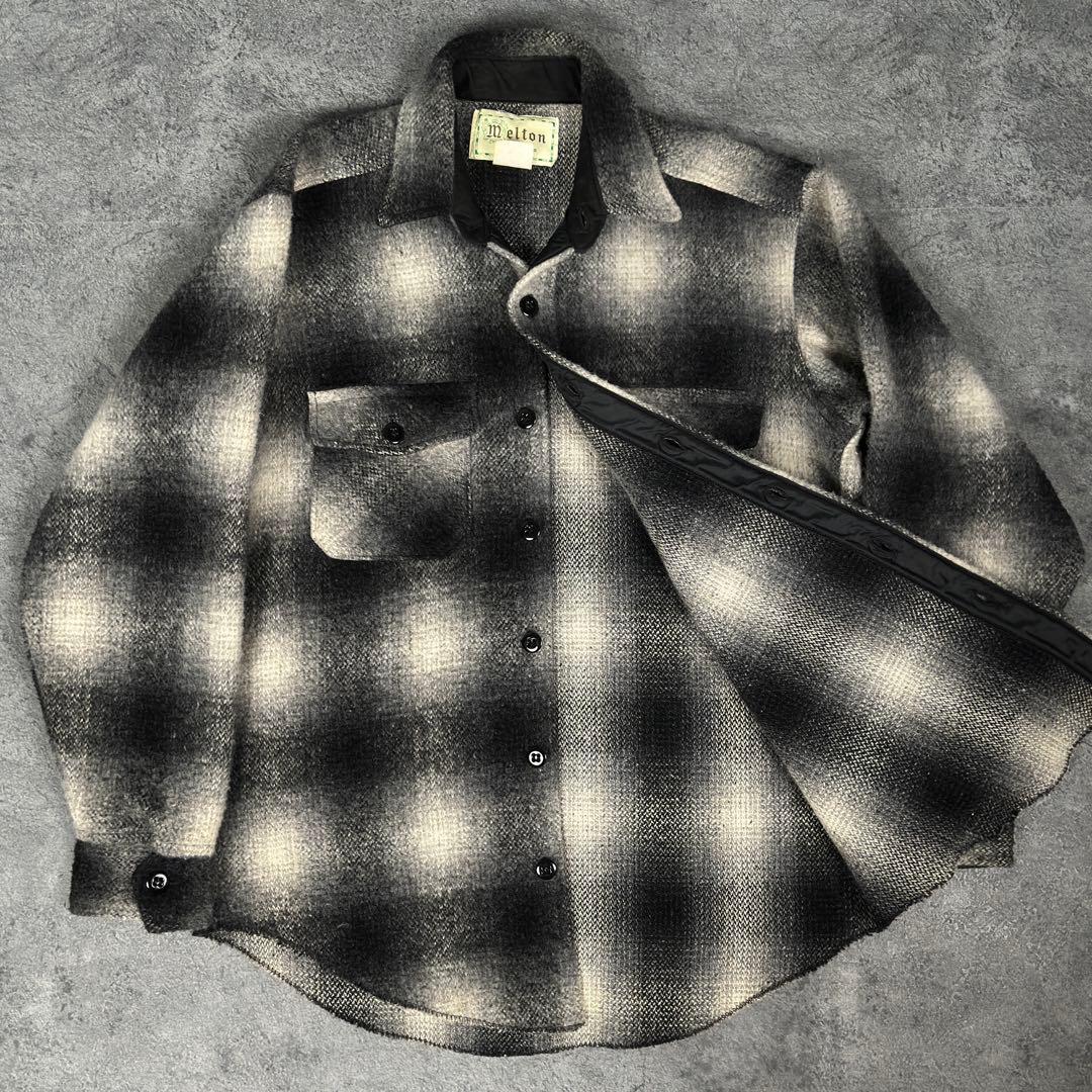 melton 70s 80s ビンテージ オンブレ ウールシャツ メルトン