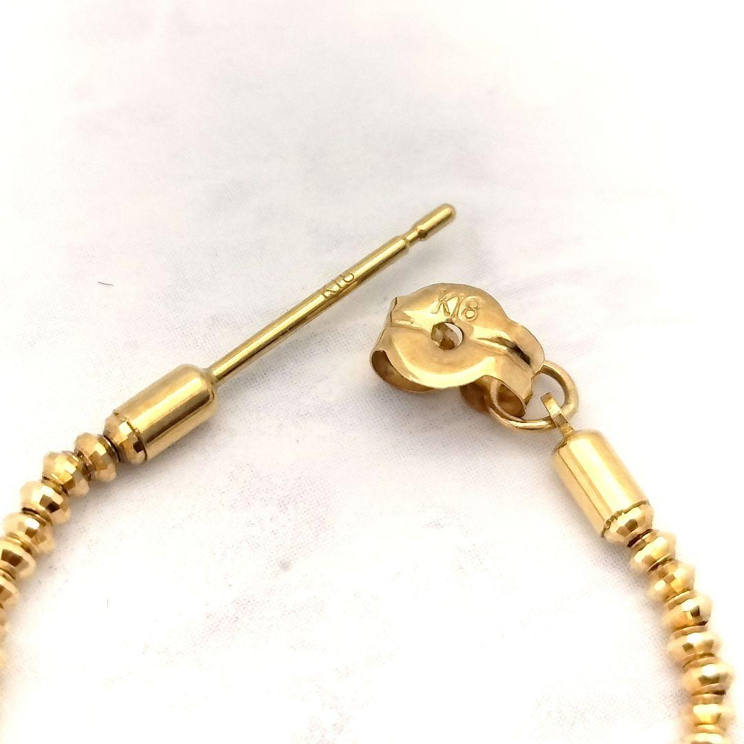 タイムセール♡K18 フー ピアス ワッカ 落ちないキャッチゴールドカットビーズ