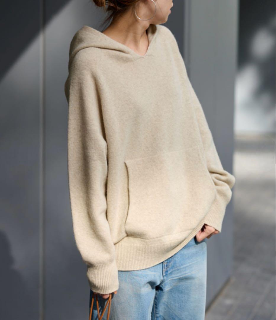 極美品 フレームワーク ウールカシミヤ ニット フーディ パーカー 圧縮ウール