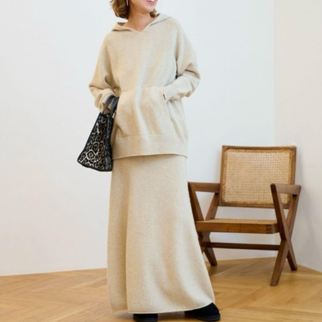 極美品 フレームワーク ウールカシミヤ ニット フーディ パーカー 圧縮ウール