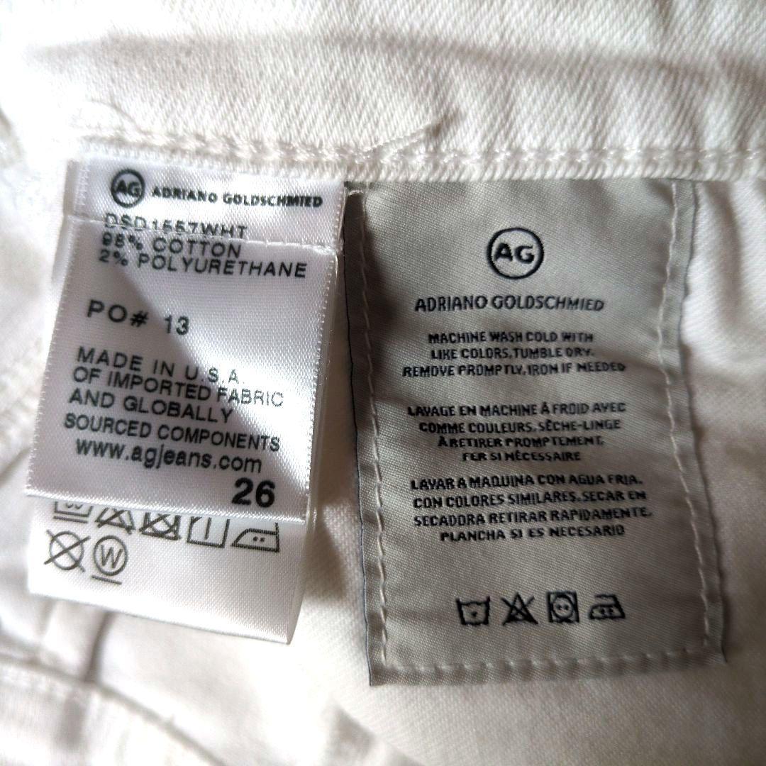 未使用品　AG♥THE PRIMA CROP スリムストレートデニム　白　26