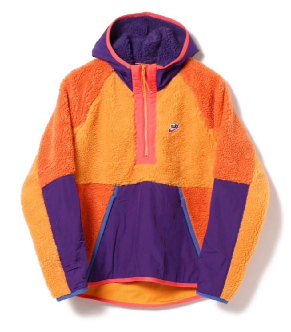 NIKE 新品 フリース 切替 ハーフジップ パーカ ボア フリース パーカー