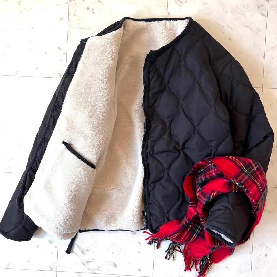 美品　タイオン　ミリタリー リバーシブルクルーネックダウンジャケット　ボア