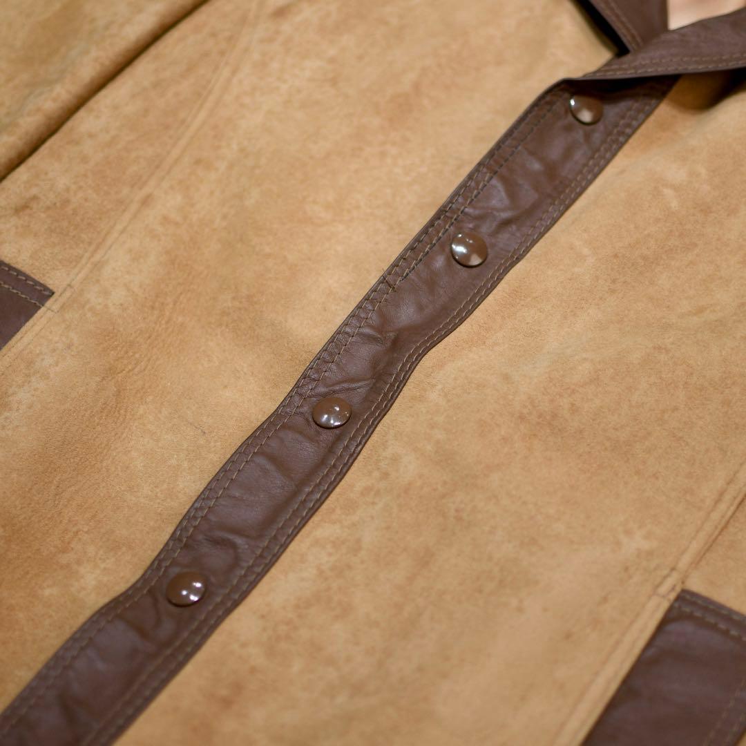 古着 70's ヌバックレザー レザージャケット ベージュ ジャケット デザイン