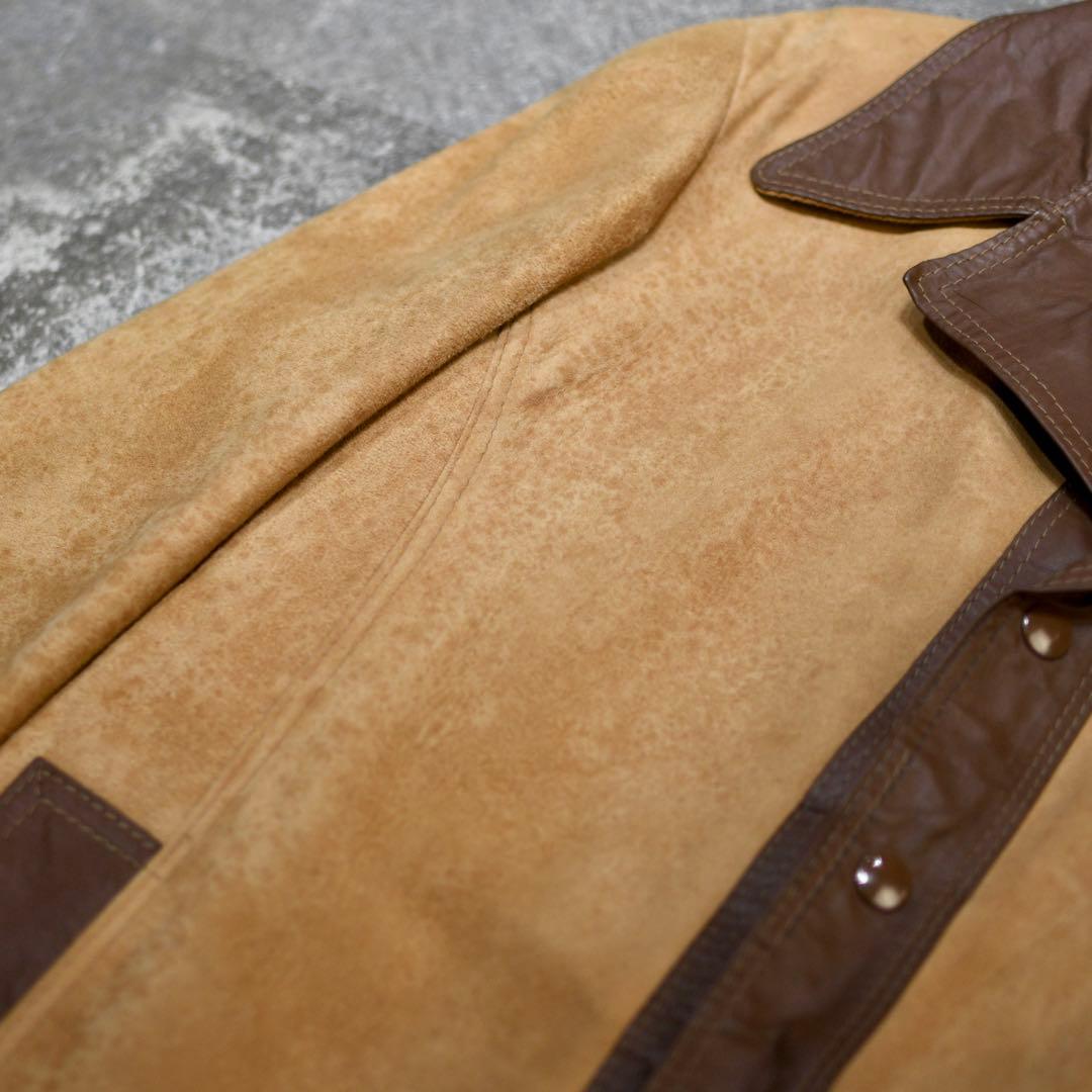 古着 70's ヌバックレザー レザージャケット ベージュ ジャケット デザイン