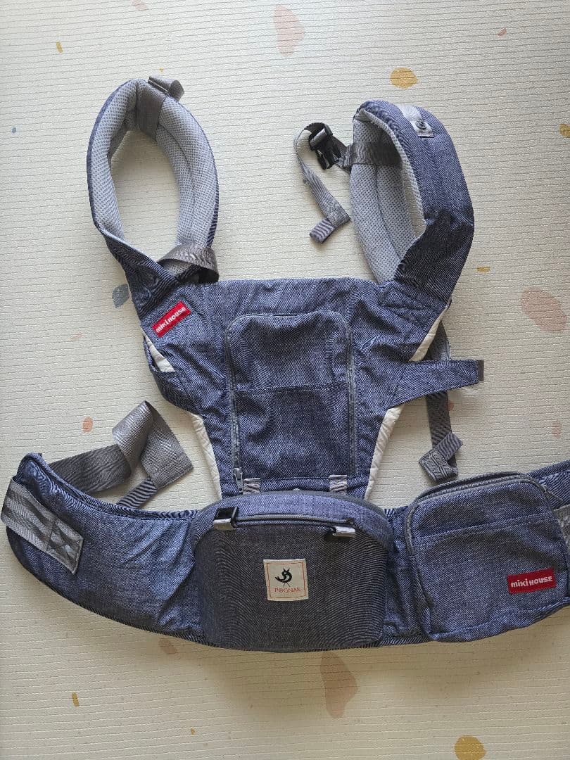 ポグネー✕ミキハウス　抱っこ紐 ヒップシートデニム調