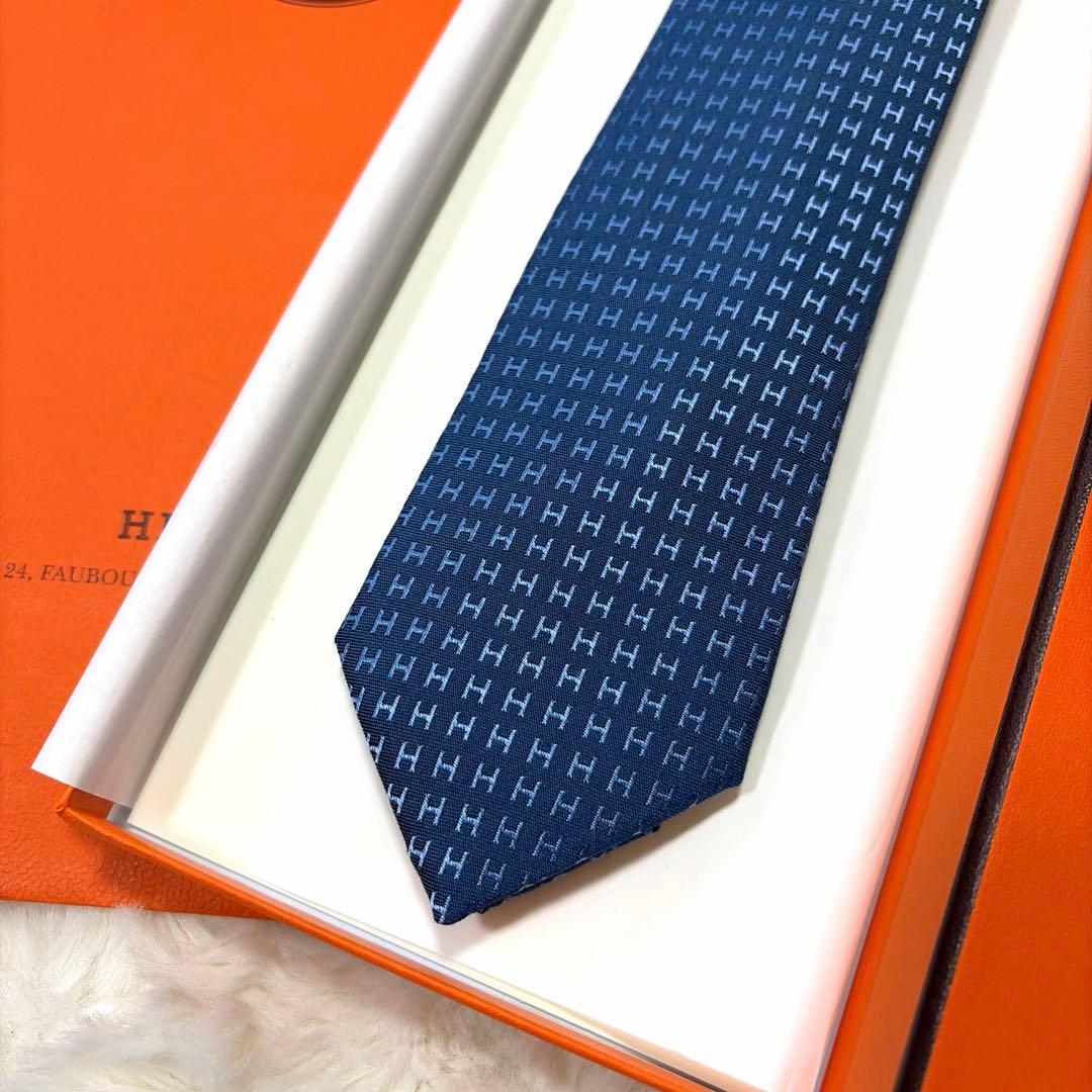 新品未使用 現行 HERMES エルメス ネクタイ ファソネ7cm バイカラー