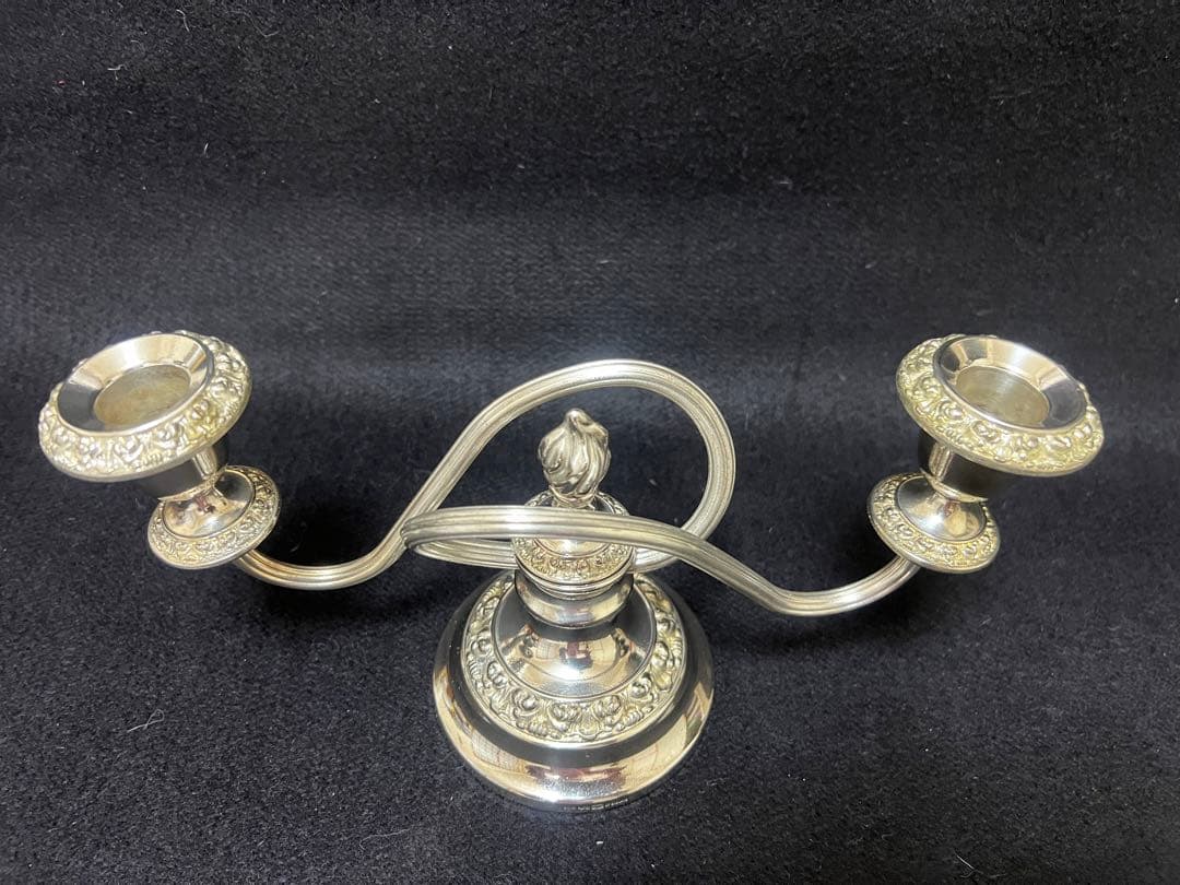 イギリスアンティーク銀シルバープレート製キャンドルスタンド1960年代現状品のみ