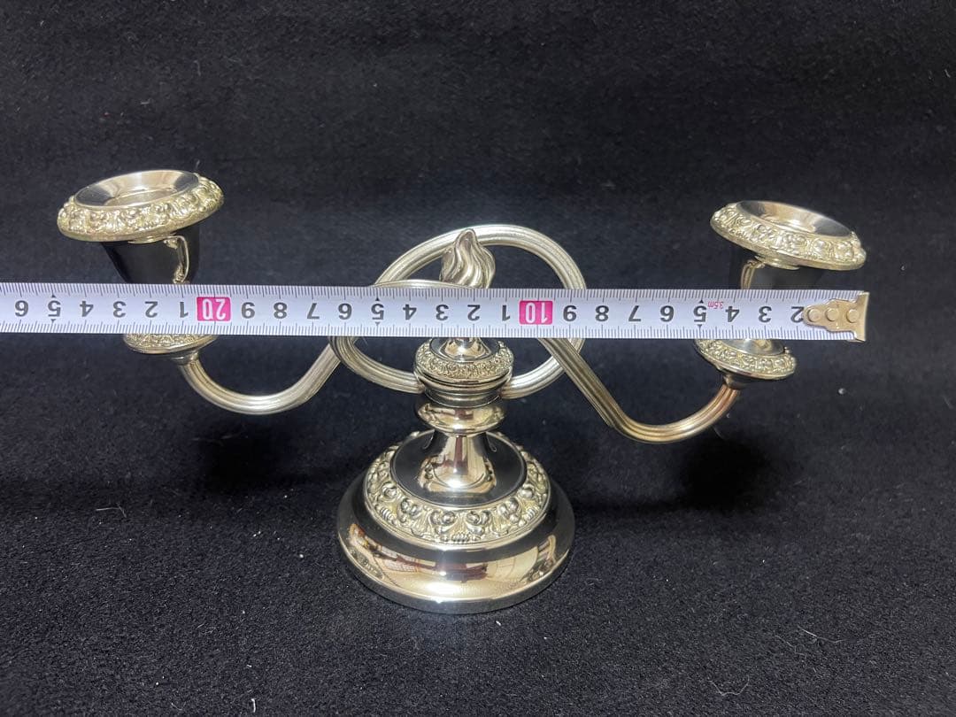 イギリスアンティーク銀シルバープレート製キャンドルスタンド1960年代現状品のみ