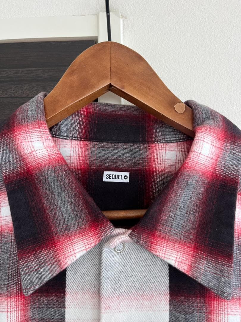 L 新品定価41800円 シークエルSEQUEL NEL CHECK SHIRT