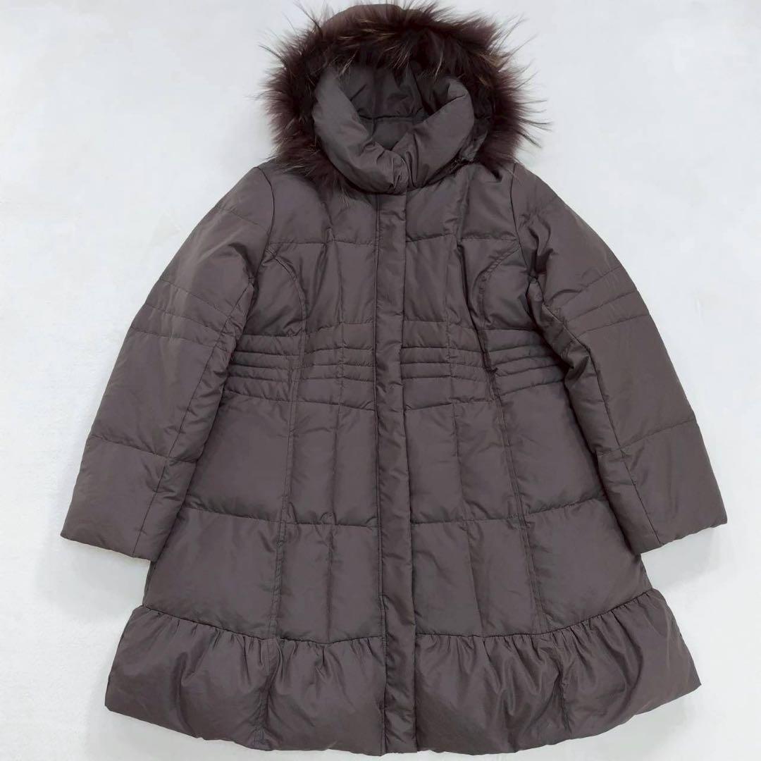 美品 Ondraw チャイニーズラクーンファー ダウンコート ロング レディース