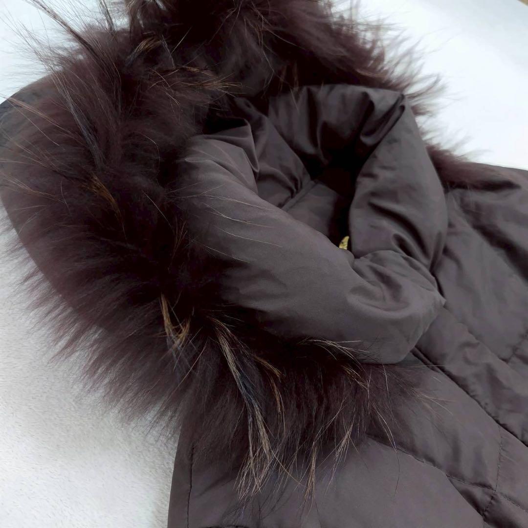 美品 Ondraw チャイニーズラクーンファー ダウンコート ロング レディース