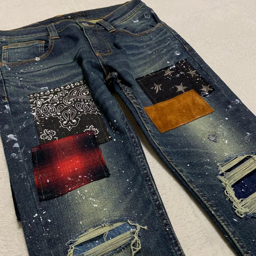 《レア》NO ID.×OVERDESIGN ストレッチ パッチワークスキニー