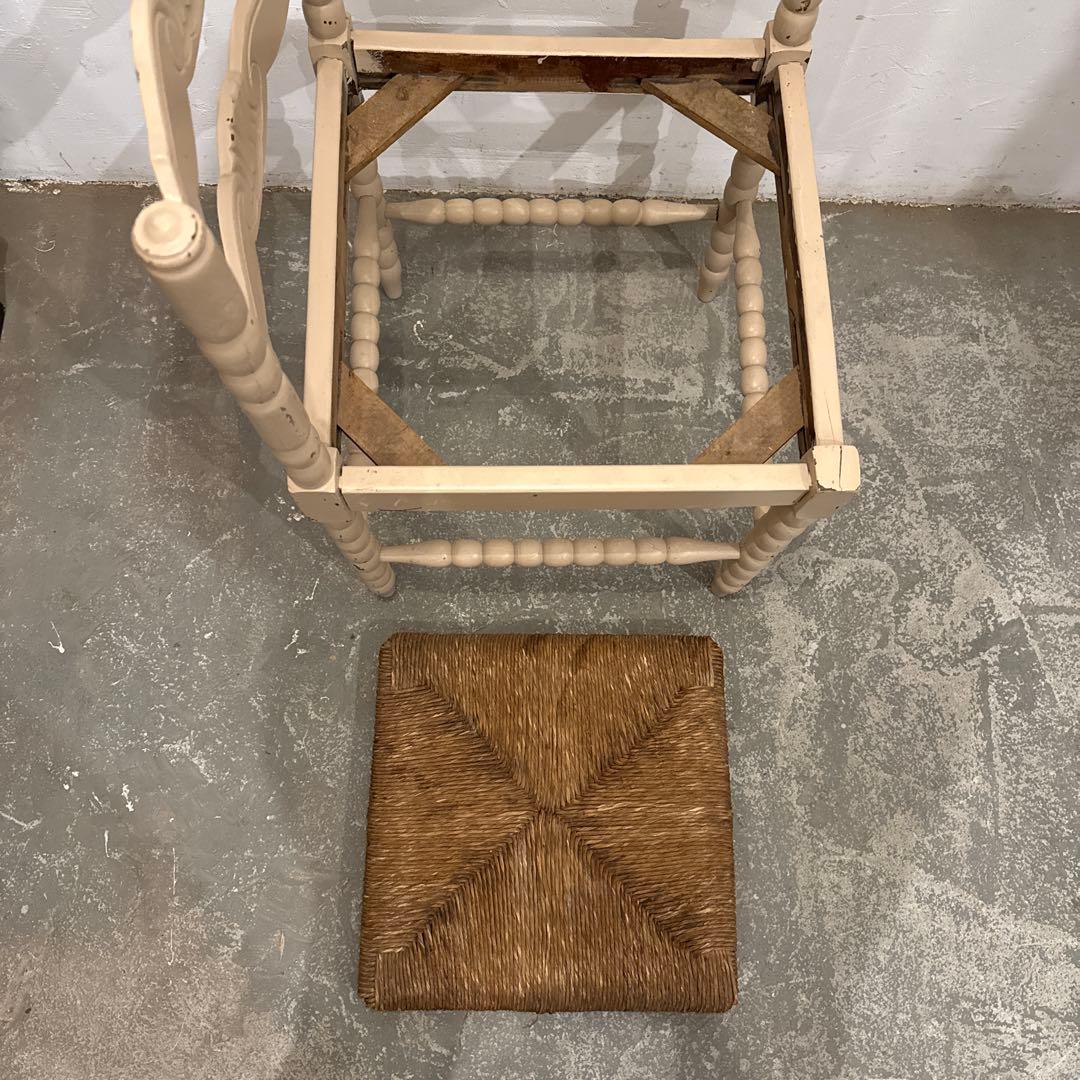 年末年始saleヴィンテージチェア　コーナーチェア　ペイント　藁座面　2
