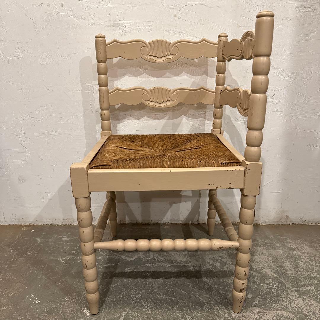 年末年始saleヴィンテージチェア　コーナーチェア　ペイント　藁座面　2