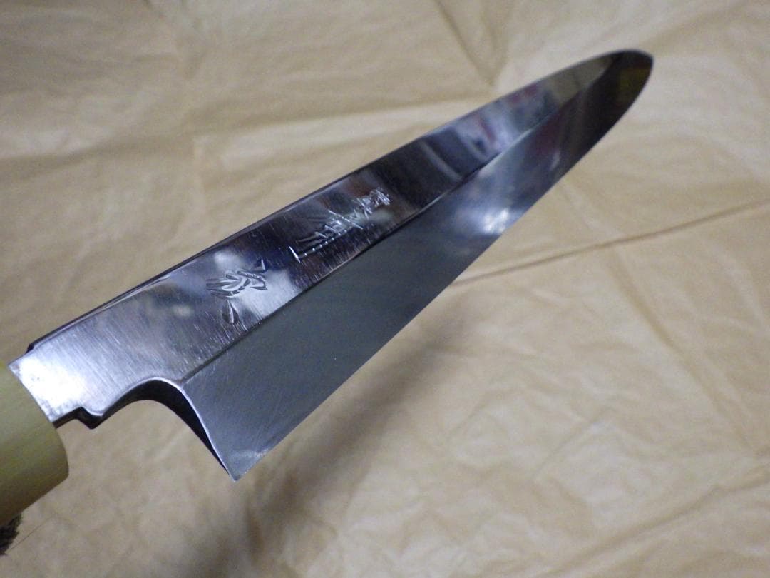 て*虫様 京都/有次★特製/柳刃刺身包丁刃渡尺0寸/白鋼★水牛柄・手研ぎ済み