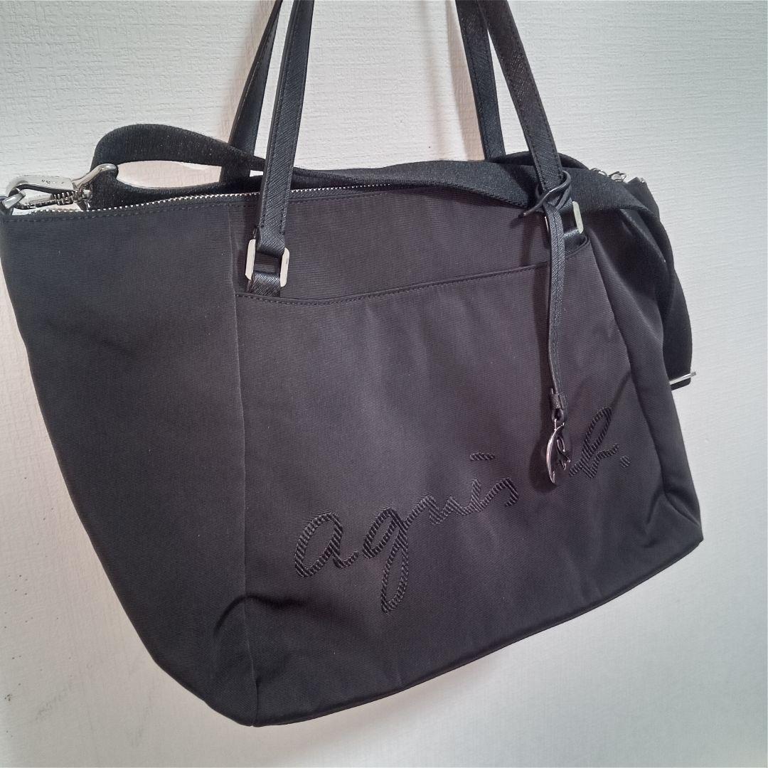 【未使用】agnes b. ナイロン×レザートートバッグ A4 肩掛け鞄