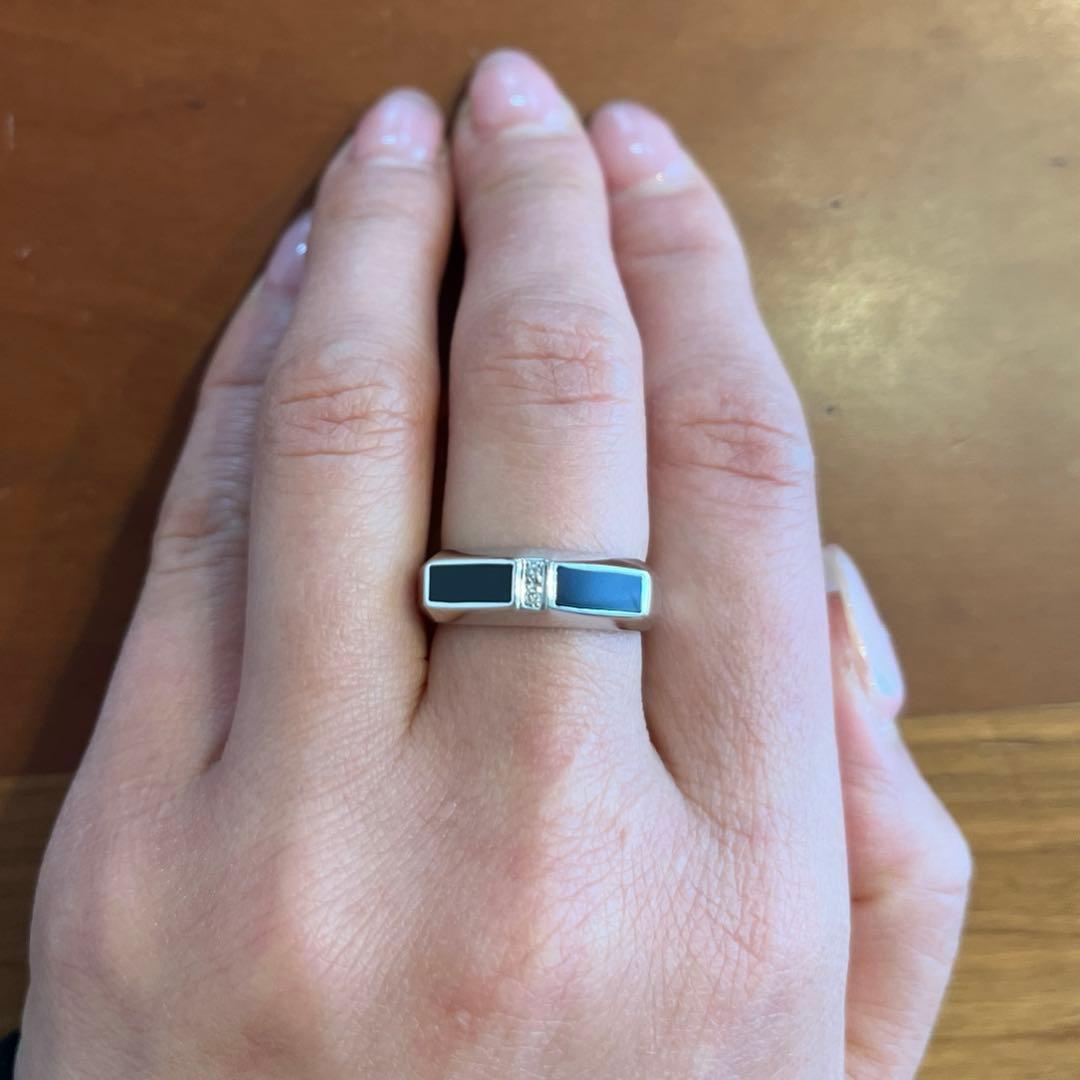 プラチナオニキスダイヤモンドリング　約12.5号