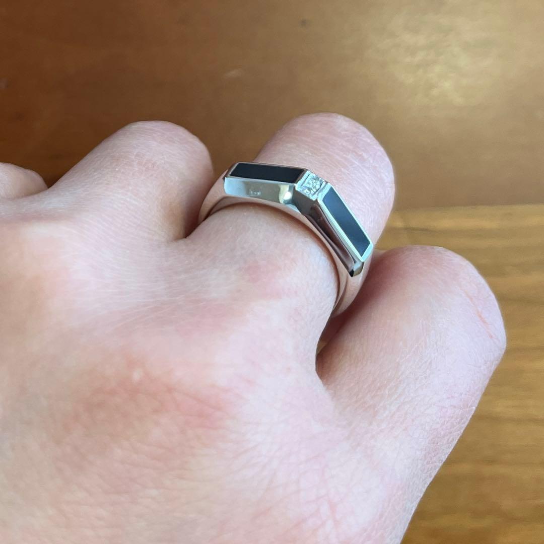 プラチナオニキスダイヤモンドリング　約12.5号