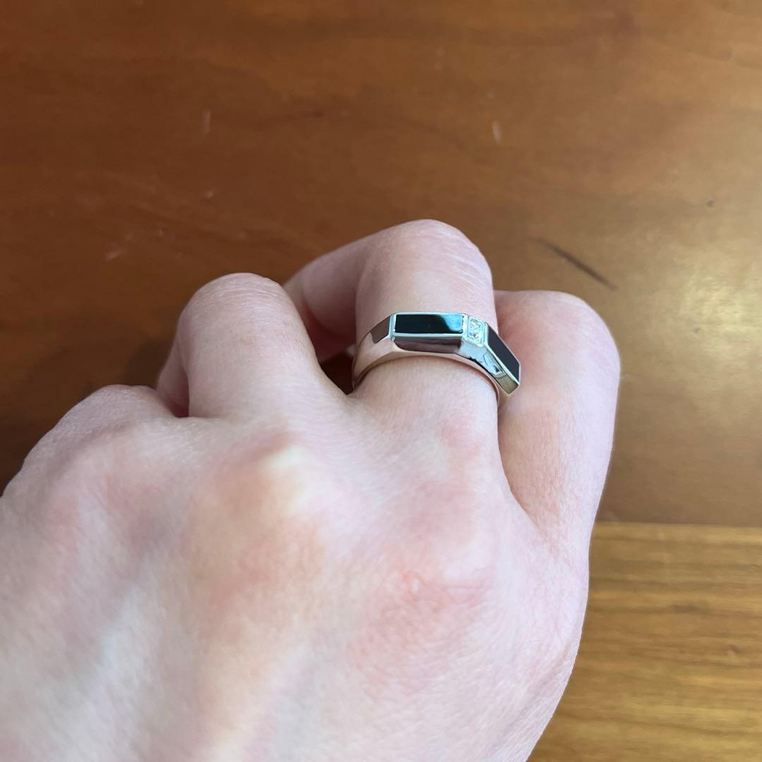 プラチナオニキスダイヤモンドリング　約12.5号