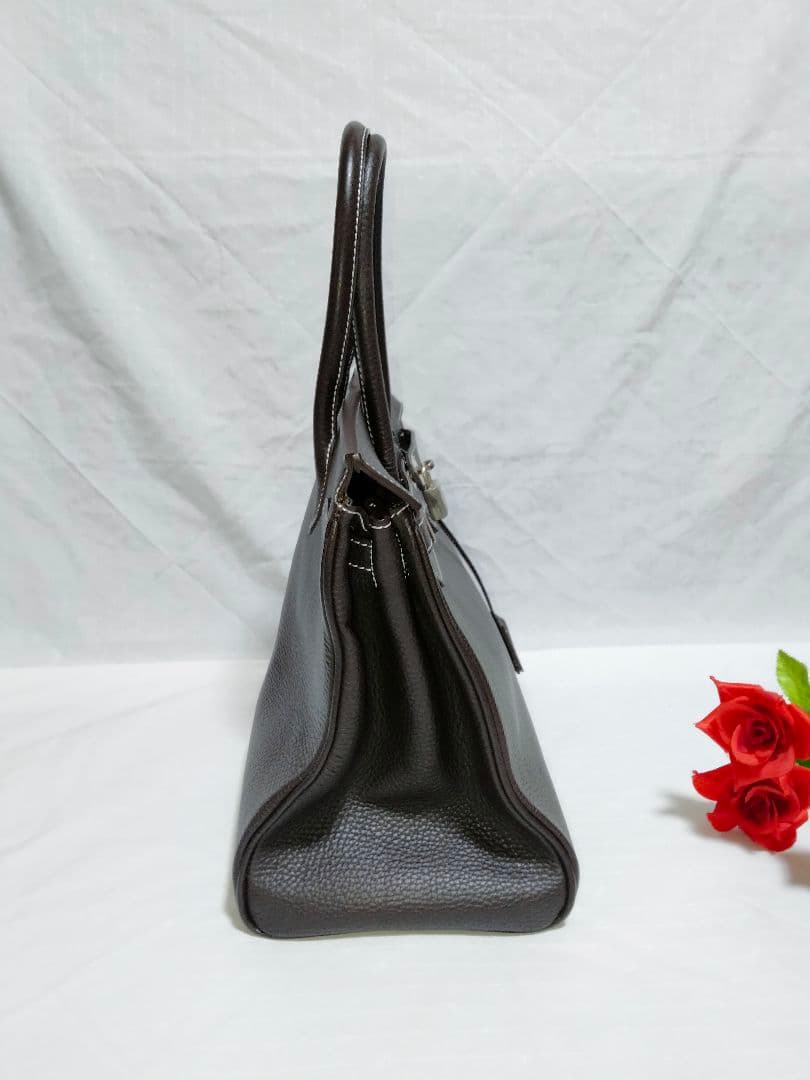 超美品 ハラリ HALLALI ハンドバッグ レザーシボ革 フランス老舗ブランド