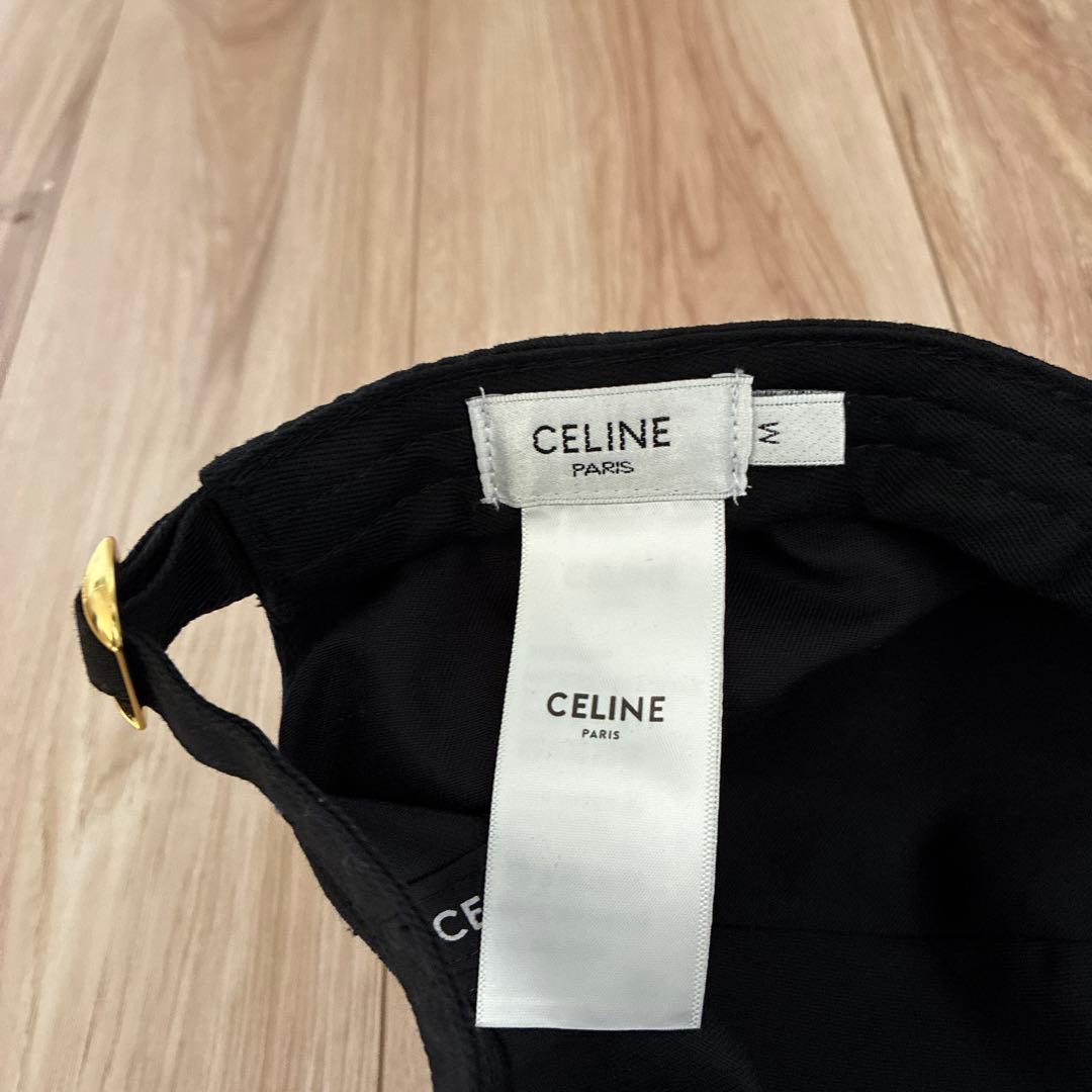 CELINE ブラックキャップ ロゴ刺繍