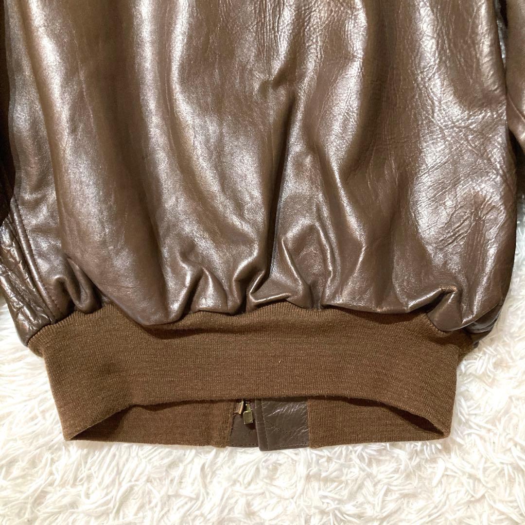 【良品AVIREX】A-2 MADE IN USA 馬革 L相当ダークブラウン