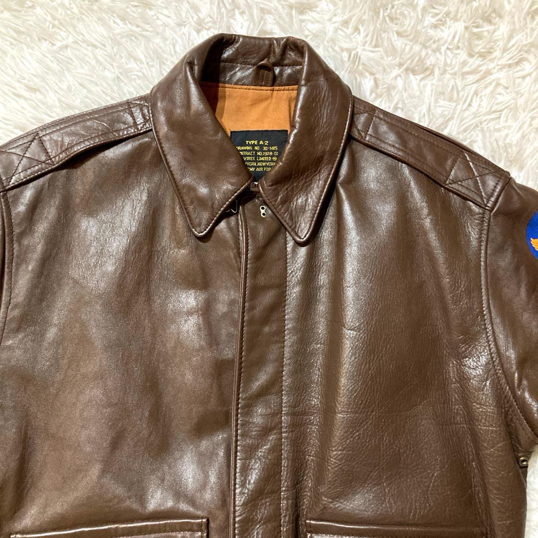 【良品AVIREX】A-2 MADE IN USA 馬革 L相当ダークブラウン
