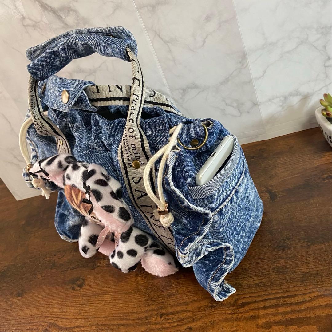 c*o様 コヤンイサムチョン デニムリメイク【フリルバッグ】トートバッグ ハンド