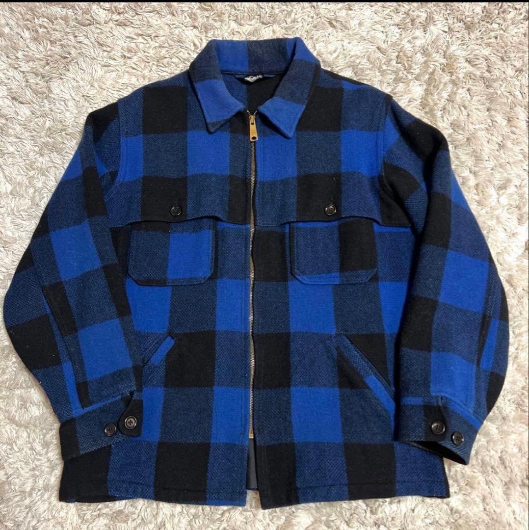woolrichウールリッチバッファローチェックブルゾン青ブルー
