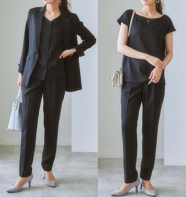 新品☆6L♪黒系無地♪パンツスーツ着回し3点お仕事・フォーマル〇A940