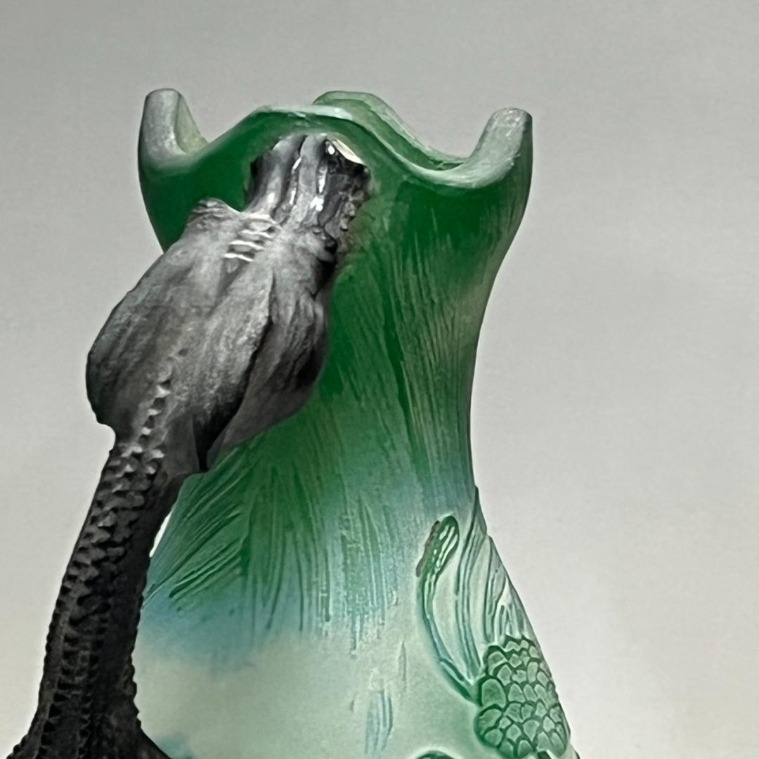 エミール　ガレ風　花瓶　被せガラス　蜥蜴紋　　 高さ30ｃｍ