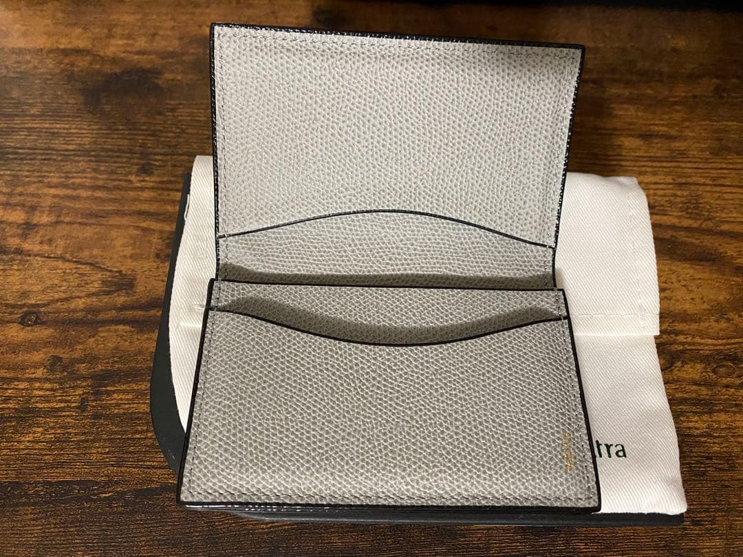 Valextra グレー 二つ折り名刺ケース 箱/保存袋付き