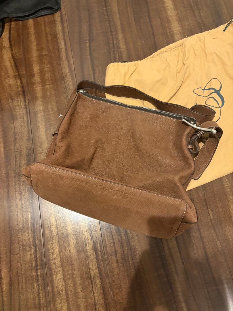 シャンボールセリエ　 ブラウン レザー ショルダーバッグ