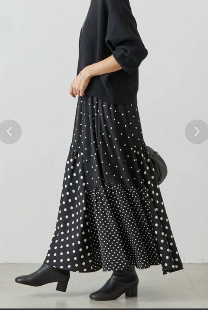 【新品タグ付】BEARDSLEY ドットパッチワークロングスカート