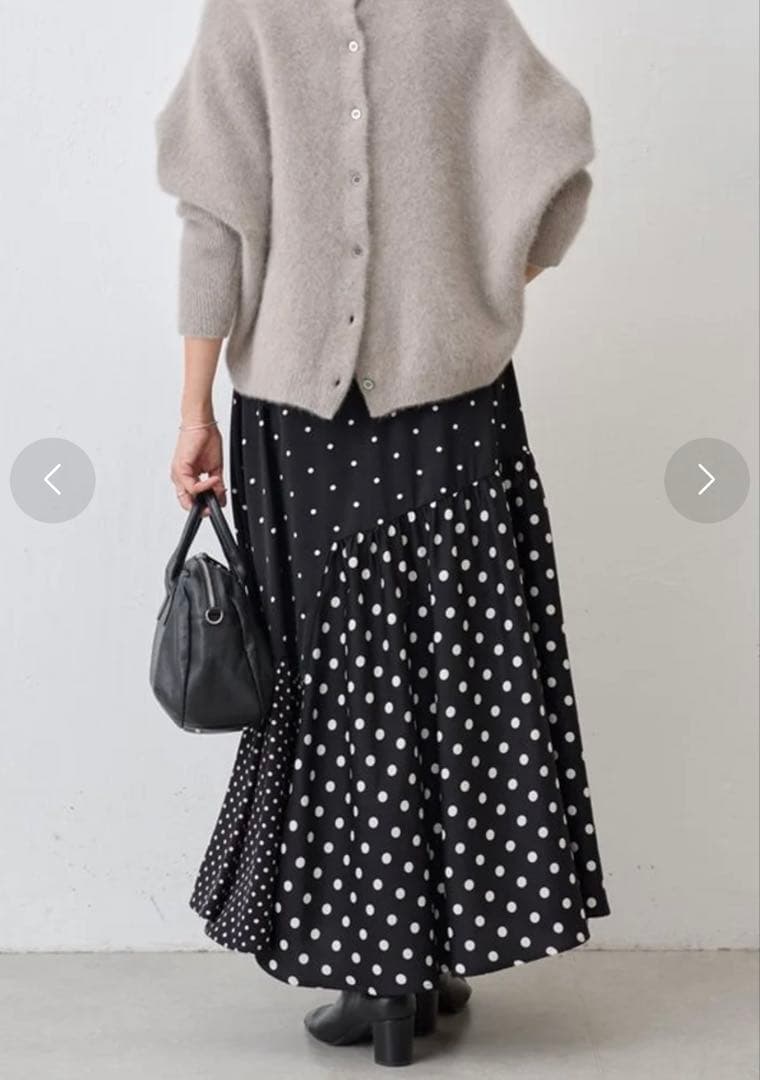 【新品タグ付】BEARDSLEY ドットパッチワークロングスカート