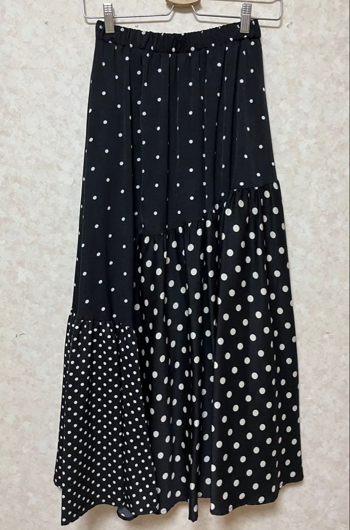 【新品タグ付】BEARDSLEY ドットパッチワークロングスカート