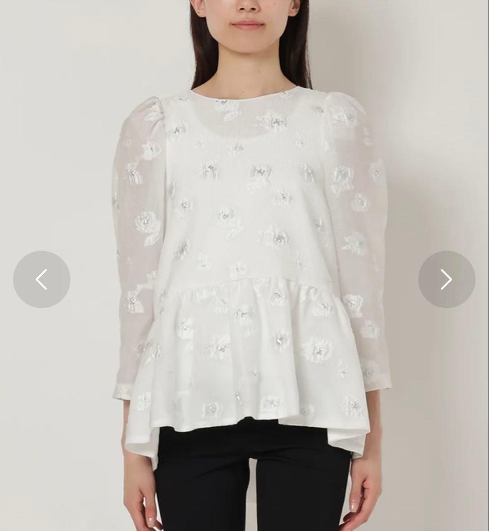 【新品】Audie a Muses シルバーフラワージャカードブラウス（オフ）