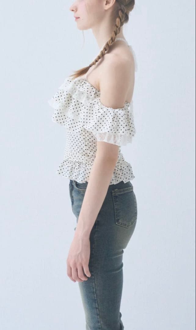 グミ食べたい yilon DOT FRILL BLOUSE