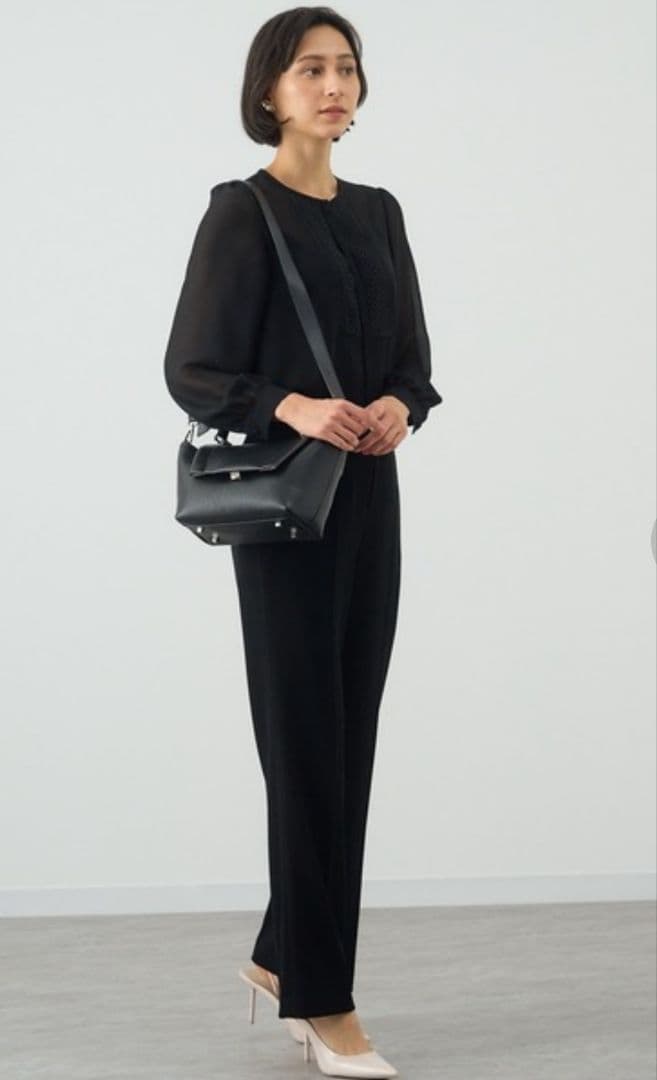 未使用　ANAYI　ジョーゼットシフォンレースブラウス　フォーマル 保護者会