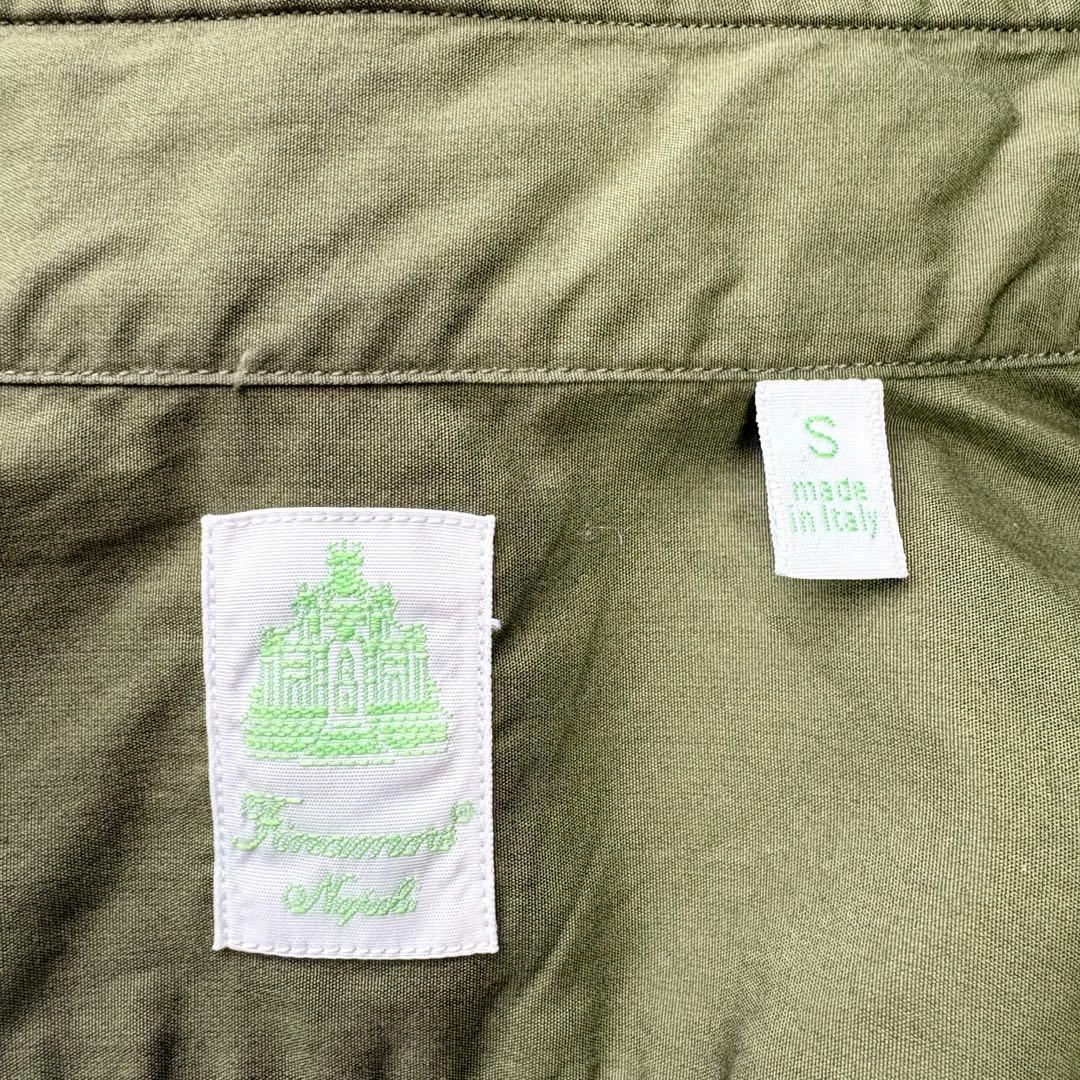 タグ付き未使用✨Finamore ホリゾンタルカラーシャツ コットン オリーブS