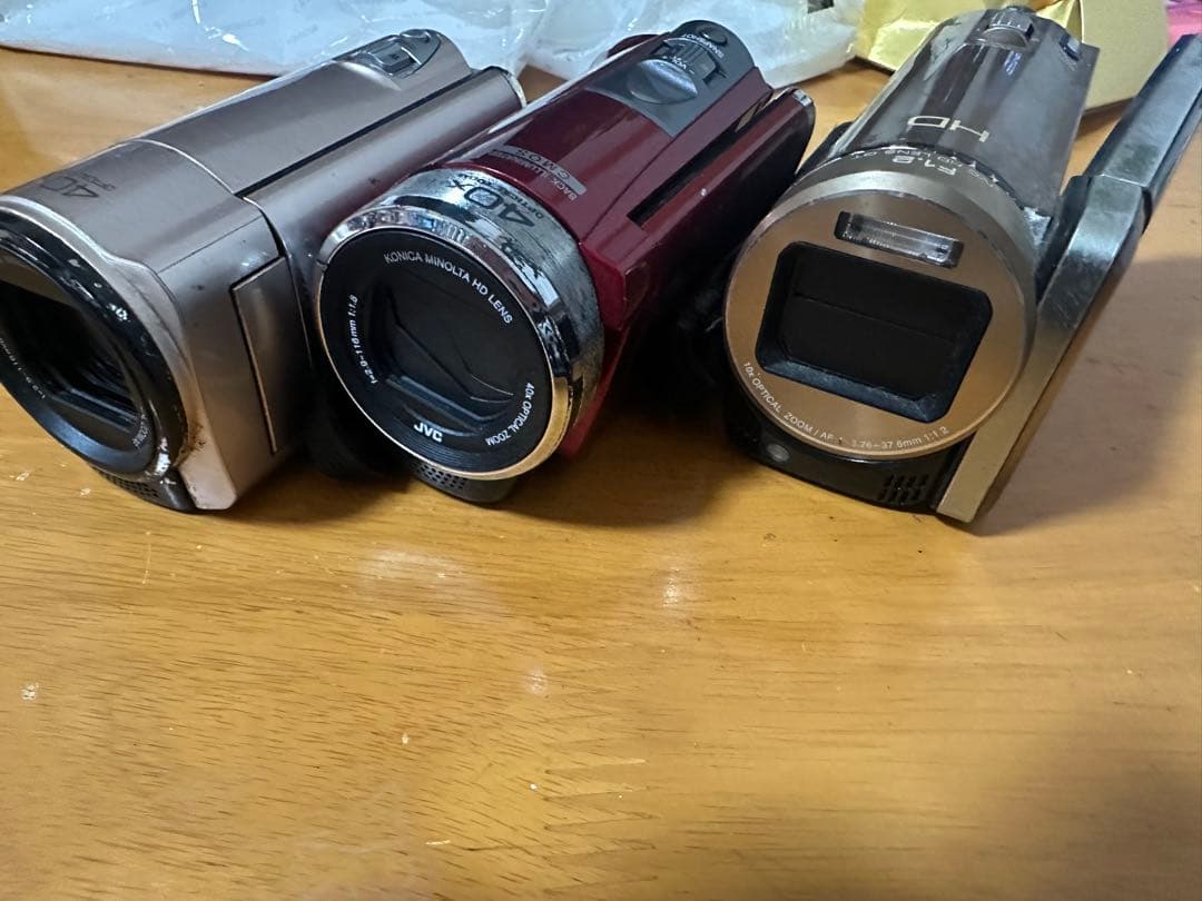 HDビデオカメラ シルバー レッド ブラウン 3台セット