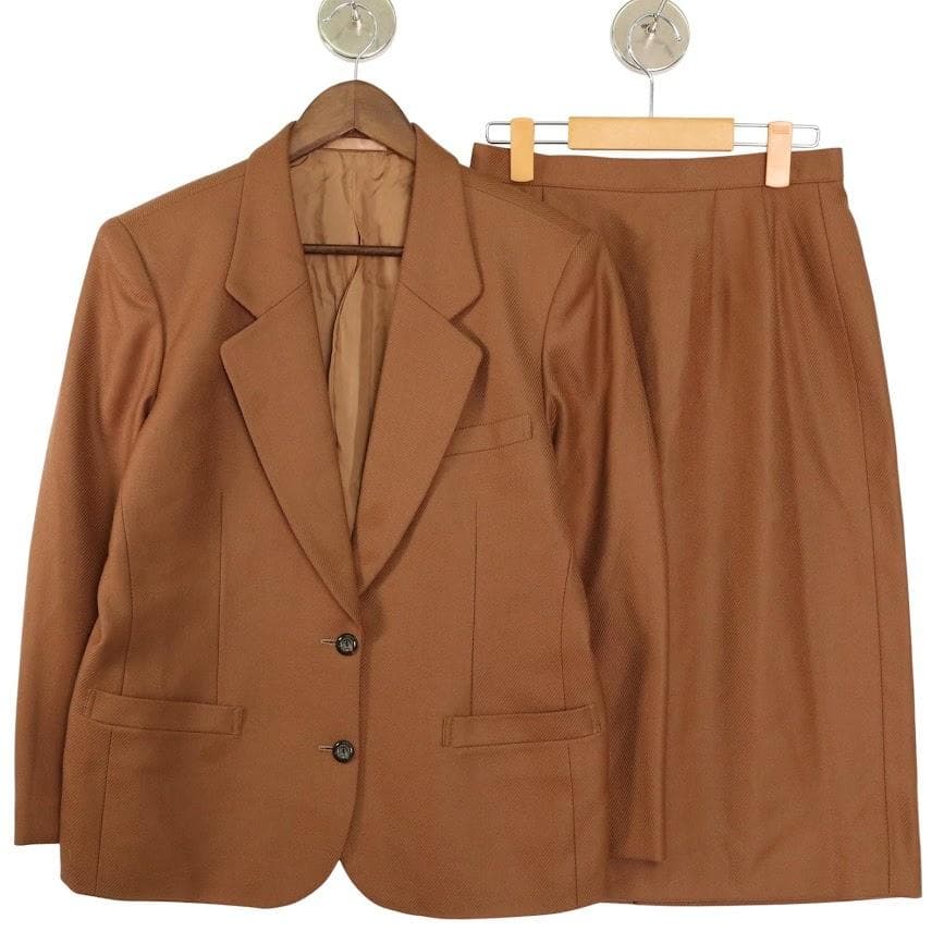 BURBERRY バーバリー セットアップ ジャケット　スカート　茶　ウール　L